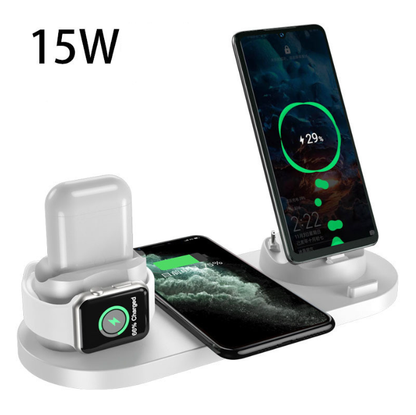 6 in 1 Wireless Charger Station - Fast Charging Dock for iPhone, Apple Watch & AirPods