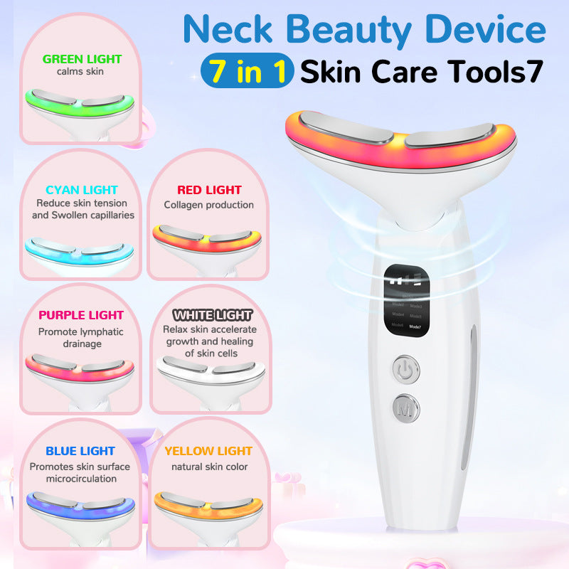 7-Color LED Neck Beauty Instrument – Smart Screen Display Neck Massager for Wrinkle Care, Firming & Skin Rejuvenation