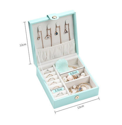 Single-Layer PU Jewelry Storage Box – Simple & Portable Earrings and Ring Organizer