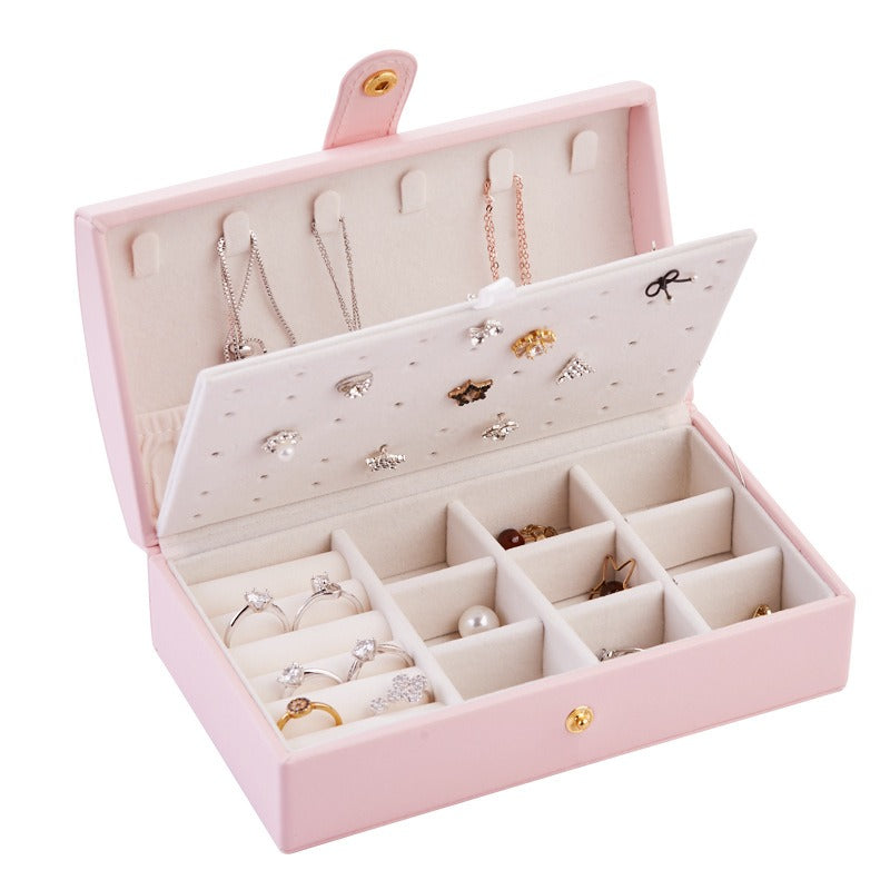 Portable PU Leather Jewelry Storage Box – Earrings, Necklace & Ring Organizer