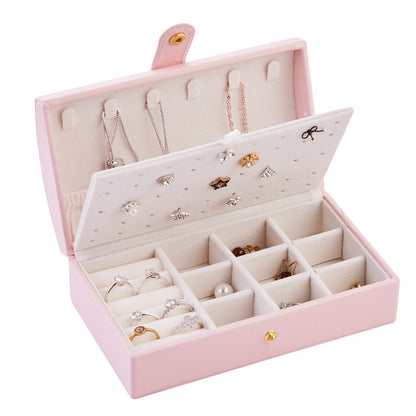 Portable PU Leather Jewelry Storage Box – Earrings, Necklace & Ring Organizer