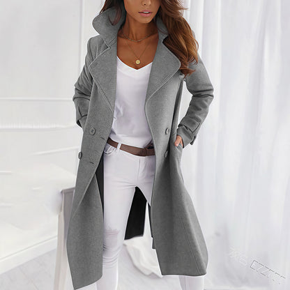 Luxury Long Wool Coat – Thick Tweed Overcoat with Premium Lining | Elegant Winter Outerwear