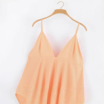 Women's V-Neck Ruched Camisole Mini Dress | Orange