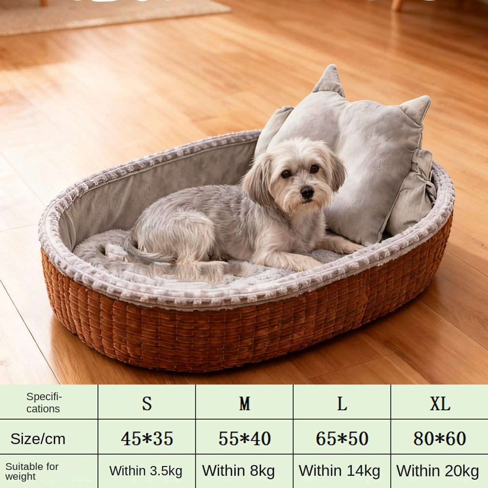 Cozy winter dog house bed with half-enclosed design. Warm, soft, and secure—perfect for dogs and cats seeking comfort and privacy.