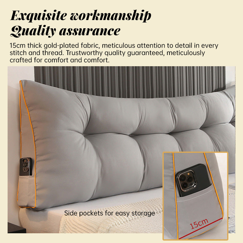 Soft and warm feather-cotton backrest cushion with brushed fabric. Triangular design provides comfortable support for bed, sofa, and reading time.