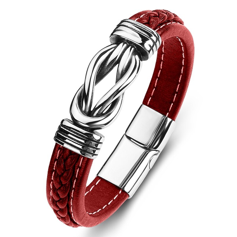 Bold men’s punk leather bracelet crafted with titanium steel. Durable, stylish, and edgy—perfect for daily wear, street fashion, and biker looks.