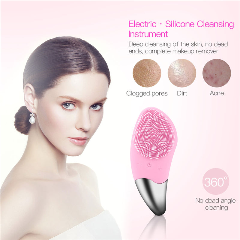 Zarusky Mini Electric Facial Cleansing Brush - Sonic Silicone Face Massager for Deep Pore Cleaning