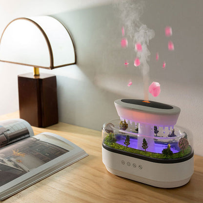 Raindrop-style aroma humidifier with soothing LED lights and white noise. Gently diffuses essential oils to create a calm, relaxing home environment.e.