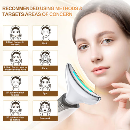 Hot-selling LED photon face and neck massager designed to support skin rejuvenation, lifting, and tightening. Gentle, non-invasive, and ideal for daily beauty care.