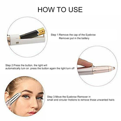 Painless Electric Eyebrow Epilator Pen – Facial Hair Remover & Eyebrow Trimmer for Lips, Face & Makeup Touch-Ups