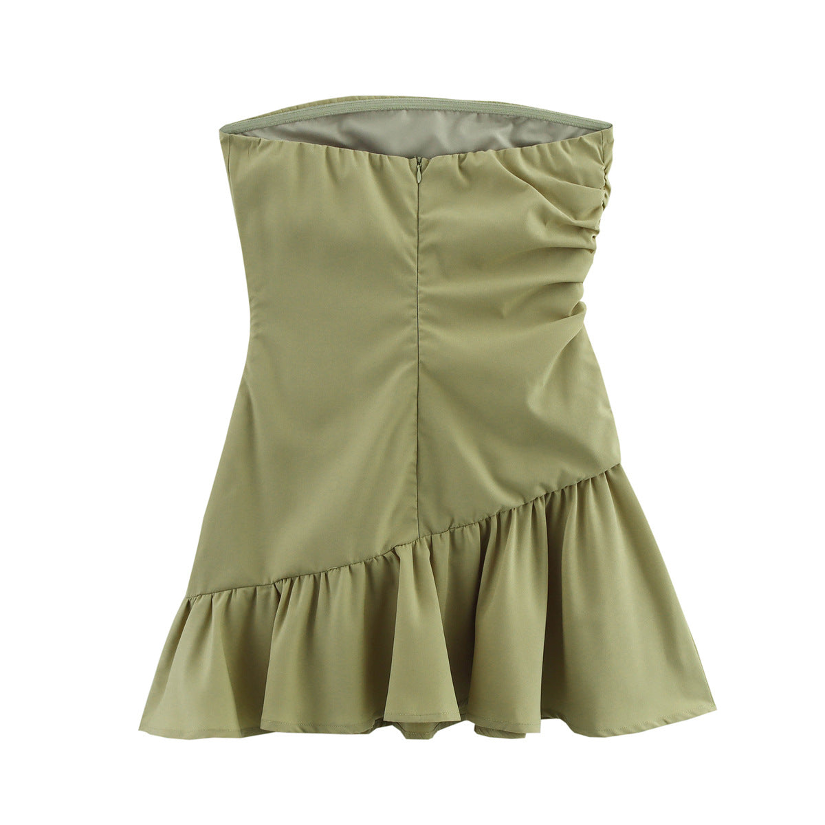 Women's Floral Detail Strapless Slim Fit Mini Dress | Olive