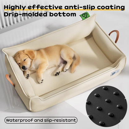 Durable all-weather dog house built for medium and large dogs. Chew-resistant, portable, and washable—ideal for indoor and outdoor comfort year-round.