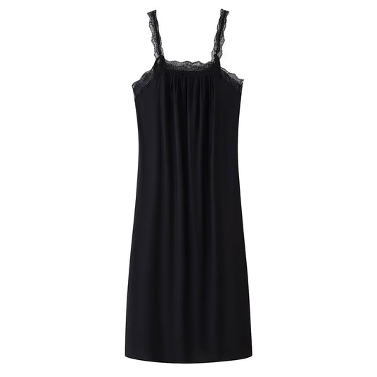 Women's Lace Trim Camisole Midi Dress | Black