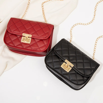 Embroidered Chain Bag - Women's Small Square Crossbody Purse