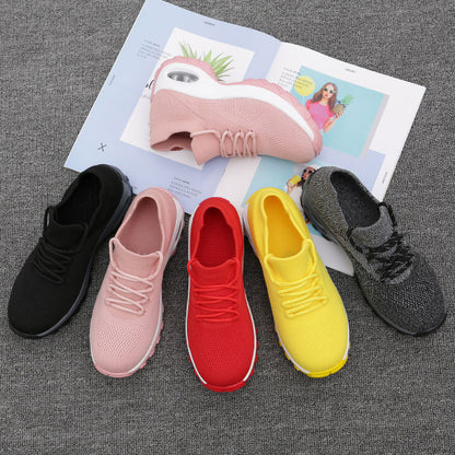 Flying Woven Wedges Casual Shoes - Women High Heel Platform Sneakers Walking Shoes