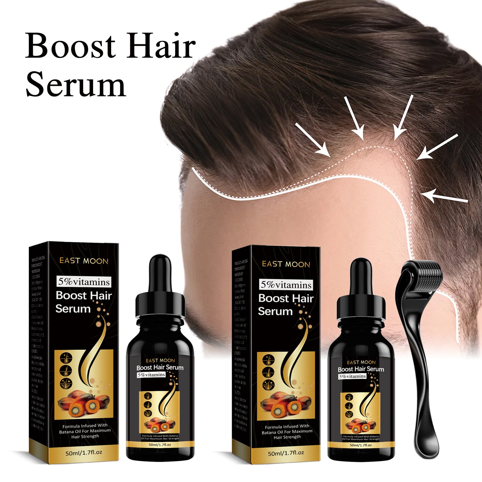 Boost hair serum bottle for preventing hair loss and strengthening hair, hair care serum for thickening and nourishing hair roots
