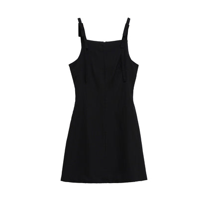 Women's Square Neck Camisole A-Line Mini Dress | White & Black