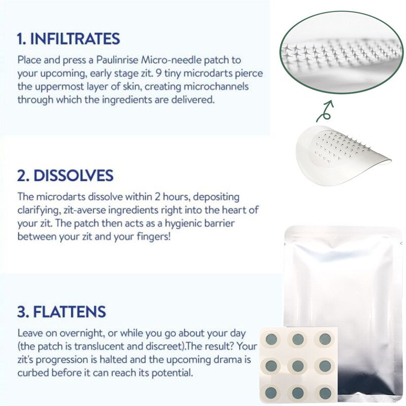 Microneedle Acne Pimple Patches - 9-Pack Fast Healing Zit Stickers with Hyaluronic Acid & Tea Tree Oil