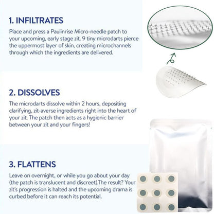 Microneedle Acne Pimple Patches - 9-Pack Fast Healing Zit Stickers with Hyaluronic Acid & Tea Tree Oil