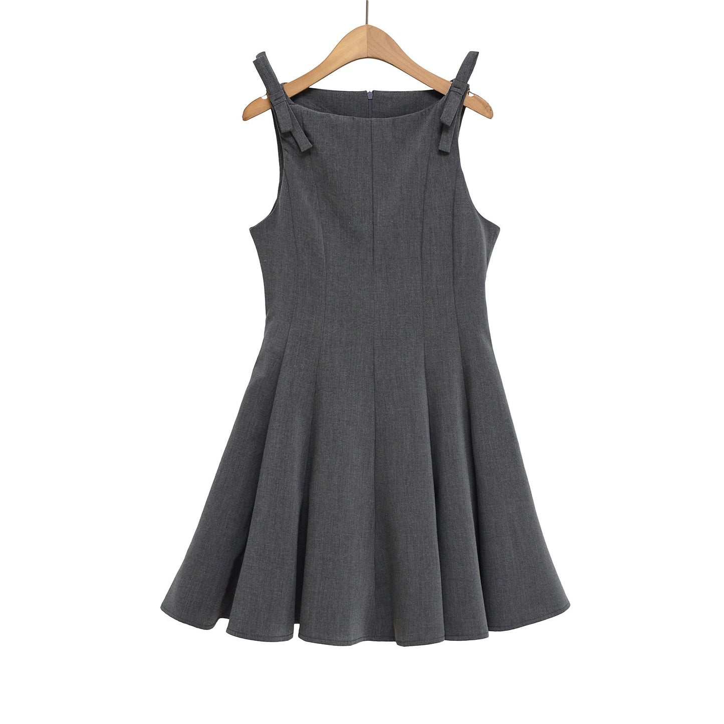 Women's Bow Shoulder A-Line Mini Dress | Dark Grey