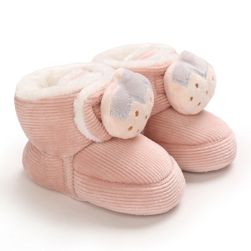 Baby Winter Boots - Warm Plush Cotton Shoes with Soft Sole for 0-1 Year Old | Cute Cartoon High-Top Baby Shoes