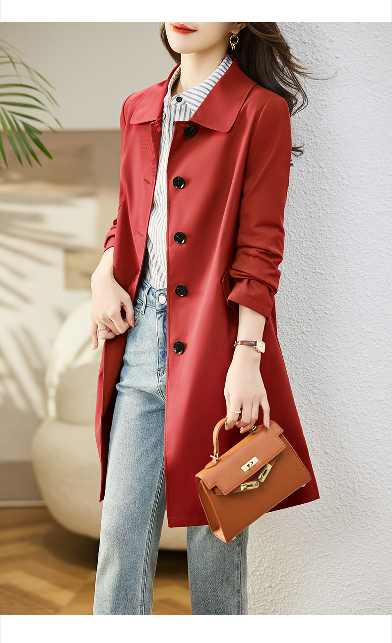 Women’s Stylish Mid-Length Trench Coat – Elegant Loose Fit | Fashion-Forward Versatile Outerwear