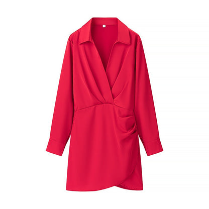 Elegant Side Pleated Wrap Dress for Women