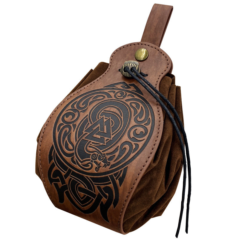Beautiful 5-Piece Leather DND Dice Tray & Drawstring Pouch Set for RPG Games. A Perfect Gift for Gamers.