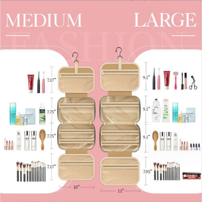 Zarusky Travel Toiletry Bag with Hook - Portable Hanging Makeup Organizer