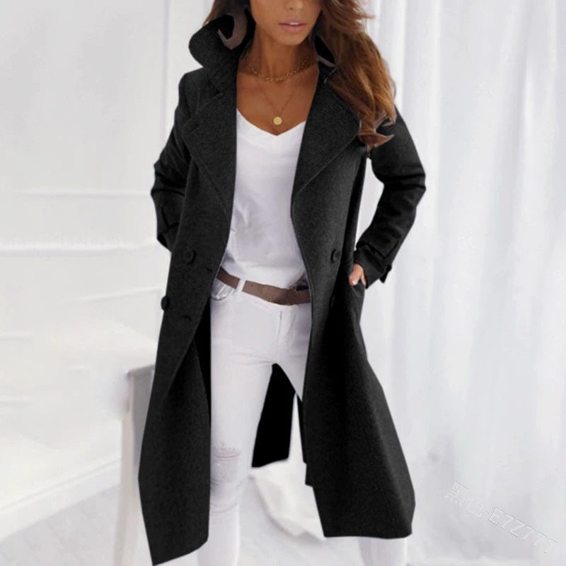 Luxury Long Wool Coat – Thick Tweed Overcoat with Premium Lining | Elegant Winter Outerwear