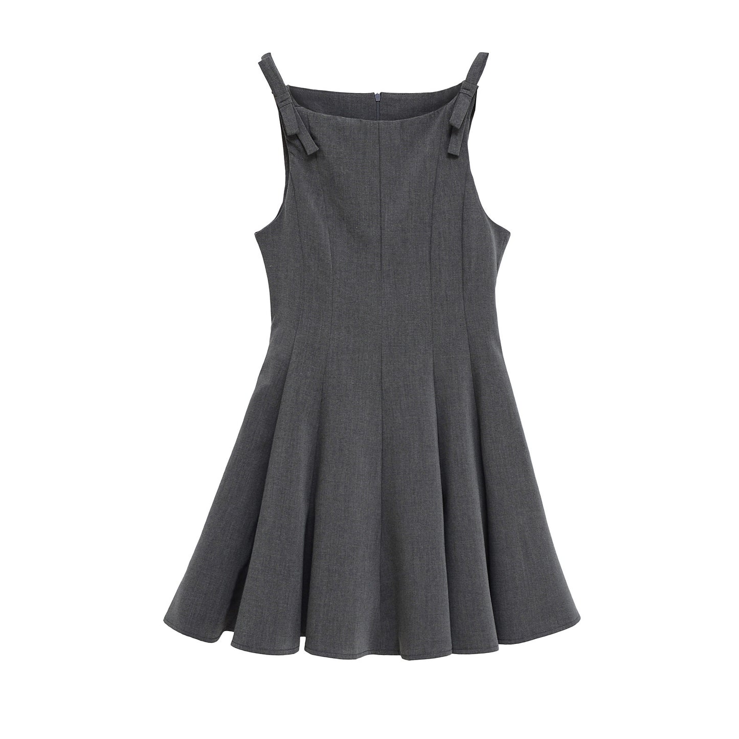 Women's Bow Shoulder A-Line Mini Dress | Dark Grey
