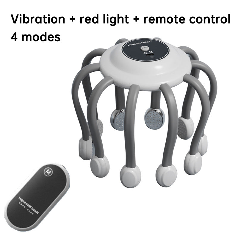 Electric octopus head massager with gentle vibration to relax the scalp, reduce stress, and support deeper sleep. Lightweight, soothing, and easy to use.