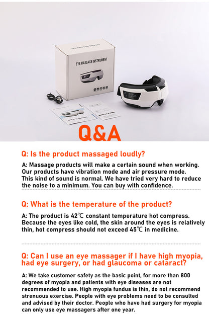 Zarusky™ Eye Massager – Vibration, Air Pressure & Heating Therapy with Bluetooth Music for Relaxation & Vision Care