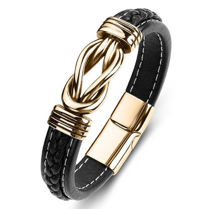 Bold men’s punk leather bracelet crafted with titanium steel. Durable, stylish, and edgy—perfect for daily wear, street fashion, and biker looks.