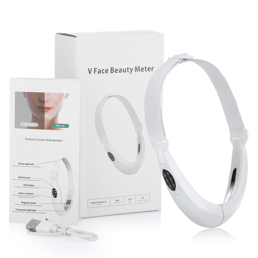 Microcurrent V-Face Lifting & Tightening Device – LED Color Light Hot Compress Facial Slimming Tool