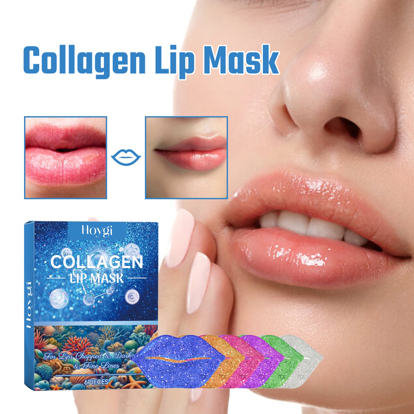 Collagen lip mask - moisturizing treatment to fade lip lines and prevent dry cracked lips"
