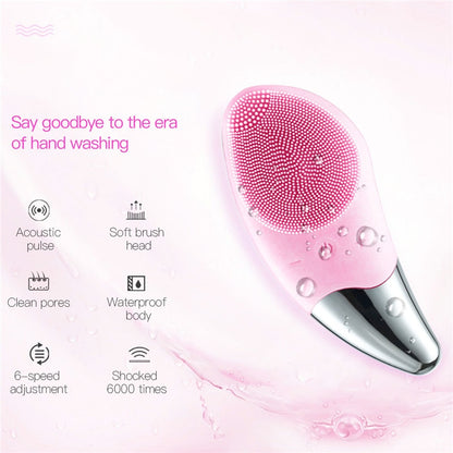 Zarusky Mini Electric Facial Cleansing Brush - Sonic Silicone Face Massager for Deep Pore Cleaning