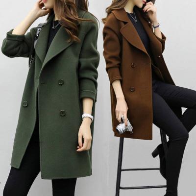 Women’s Classic Double-Breasted Wool Coat – Mid-Length Loose Fit | Elegant Slimming Winter Outerwear