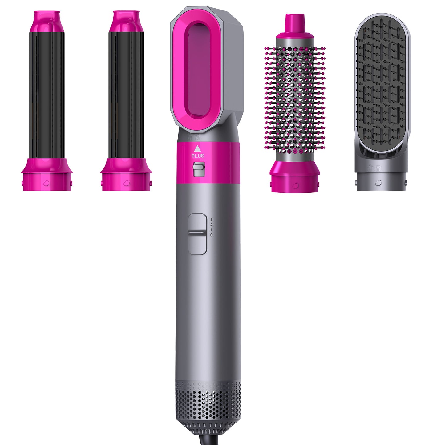 All-in-one 5-in-1 hair styler with hot air brush and blow dryer. Dry, curl, straighten, and volumize effortlessly for salon-style results at home.