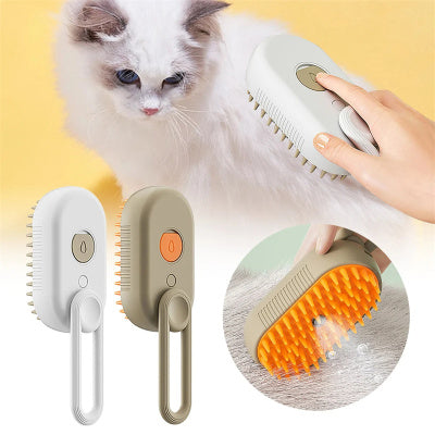 Electric Cat Steam Brush 3-in-1 – Self-Cleaning Pet Grooming & Hair Removal Comb