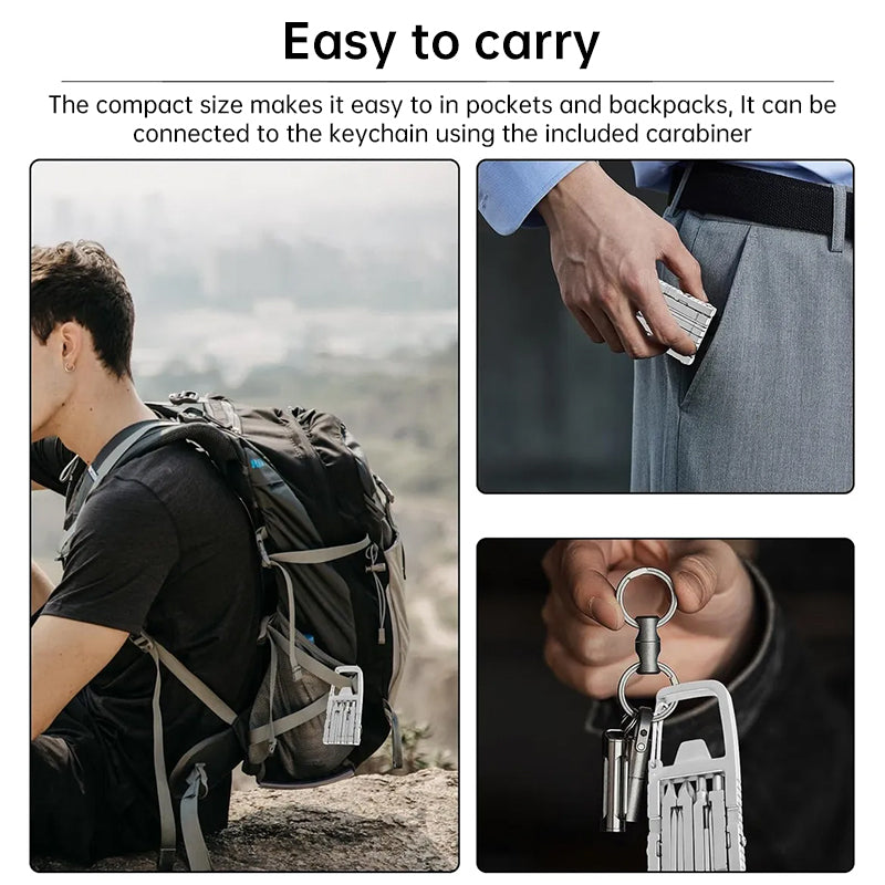 12-in-1 Portable Multitool Screwdriver Set, Folding EDC Pocket Tool with Bottle Opener for Camping, Hiking & Outdoor Repair