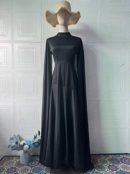 Women's High Neck Fishtail Long Sleeve Maxi Dress – Elegant Autumn Gown
