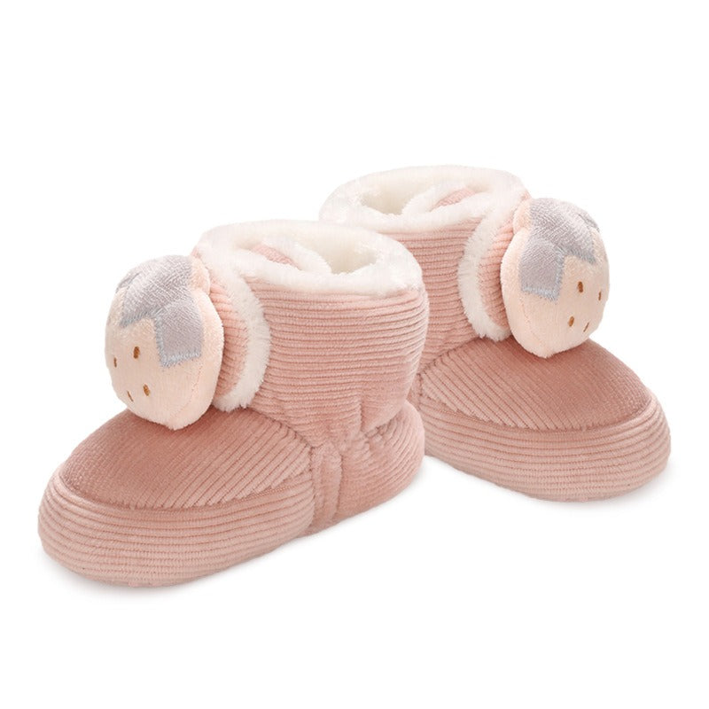 Baby Winter Boots - Warm Plush Cotton Shoes with Soft Sole for 0-1 Year Old | Cute Cartoon High-Top Baby Shoes