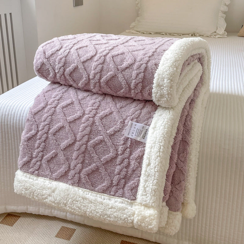 Double-layer polar fleece blanket with ultra-soft texture. Thick, warm, and cozy—perfect for autumn/winter use on sofas, beds, and office naps.