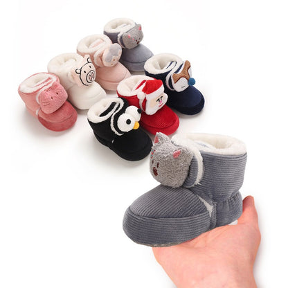Baby Winter Boots - Warm Plush Cotton Shoes with Soft Sole for 0-1 Year Old | Cute Cartoon High-Top Baby Shoes