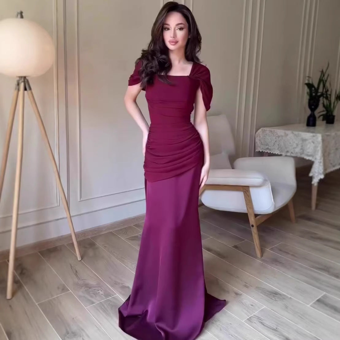 Elegant Mermaid Maxi Dress – Square Neck Short Sleeve Fitted Women’s Spring Dress | S–XXL