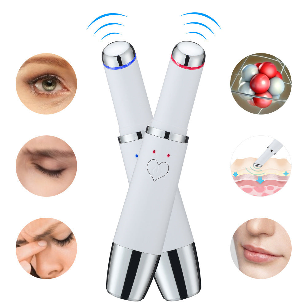 Red & Blue Light Eye Massager Pen – Heating Vibration Eye Beauty Device for Dark Circles & Puffiness