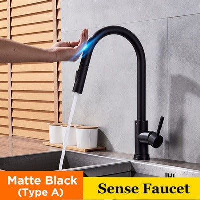 Durable 304 stainless steel kitchen faucet with hot and cold water control. Pull-out design for easy washing, rinsing, and everyday kitchen use.