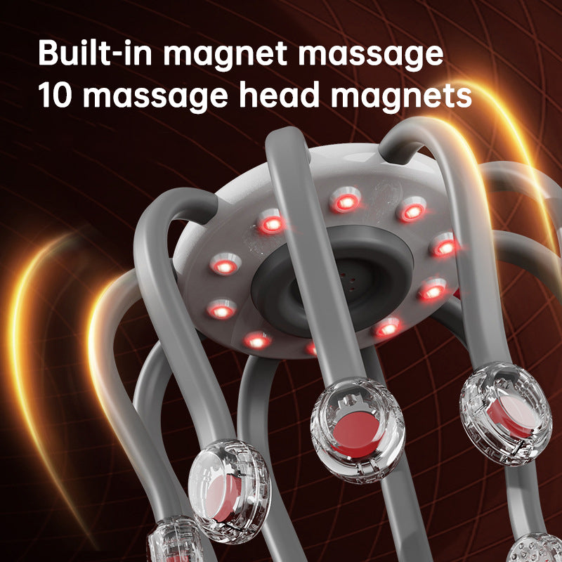 Electric octopus head massager with gentle vibration to relax the scalp, reduce stress, and support deeper sleep. Lightweight, soothing, and easy to use.