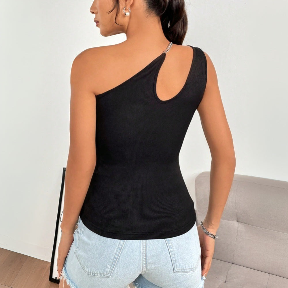 Haut sans manches à épaules dénudées Zarusky – Chemisier moulant sexy pour femme